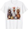 Begierig Bunt Lustiges Hühner-Kunst T-Shirt