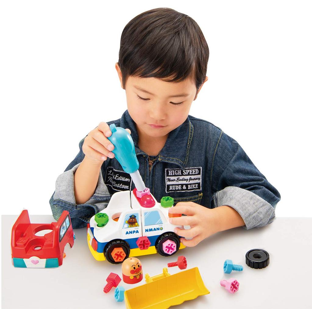 SEGA TOYS Anpanman Freshly Assembled DIY Screw Screw Working Vehicle Change!