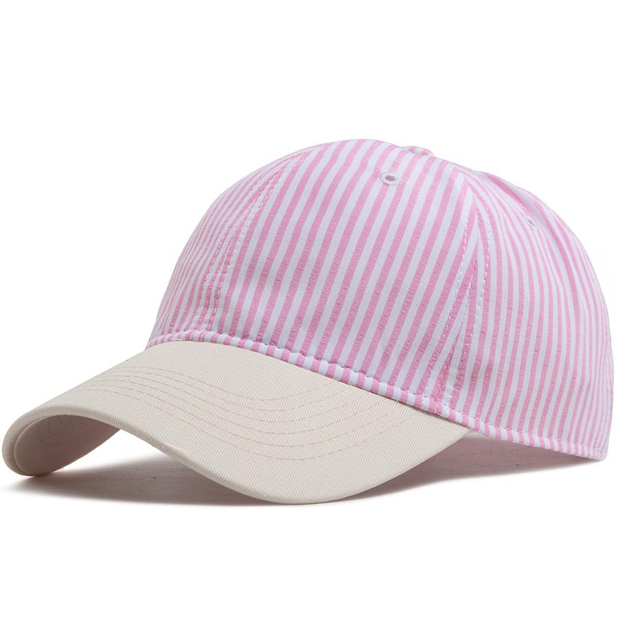 Fashion Striped Baseball Cap For Men Women Summer Visor Cap Thin Breathable Vintage Beige Brim Casual Soft Dad Hat Snapback