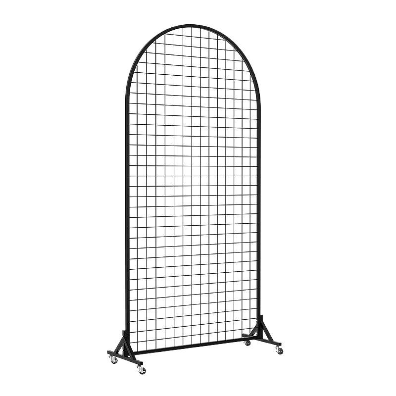 Iron Art Mesh Floor-Standing Display Rack with Hooks for Artwork and Jewelry