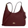 Burgundy Leather Convertible Hobo Shoulder Bag with Gold Hardware for Daily Use