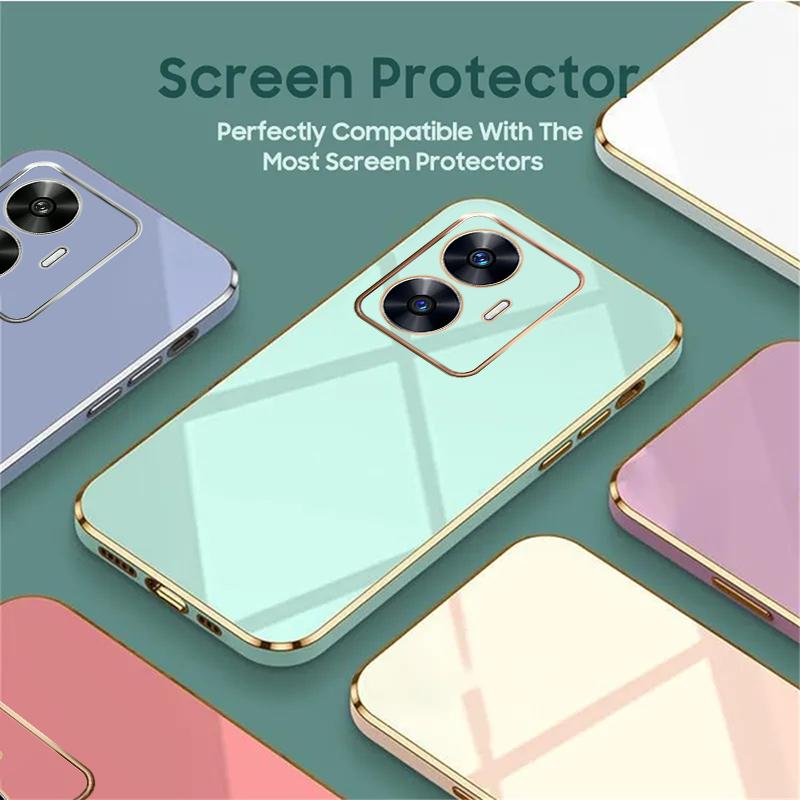 For Realme 12 Case OPPO Realme C67 10 11ProPlus C67 C55 C53 C35 C33 C31 C30 C30S C21 Luxury Square Plating Shockproof Back Cover