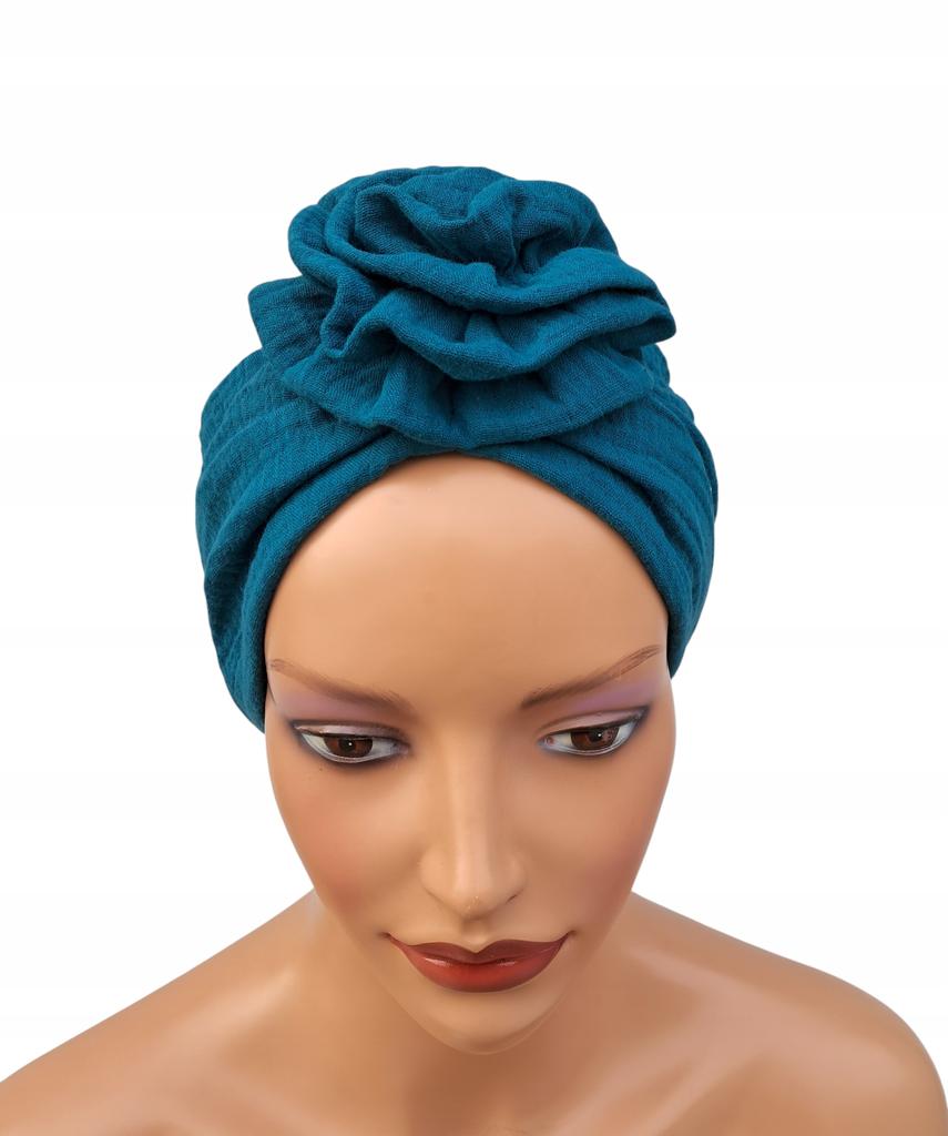 Classic Turban with Rose Mussa 005 Cotton Muslin Comfort and Style