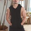Men Hoodie Vest Hooded Sleeveless Solid Color Summer Sweatshirt Loose Fit Breathable Fabric Sport Vest