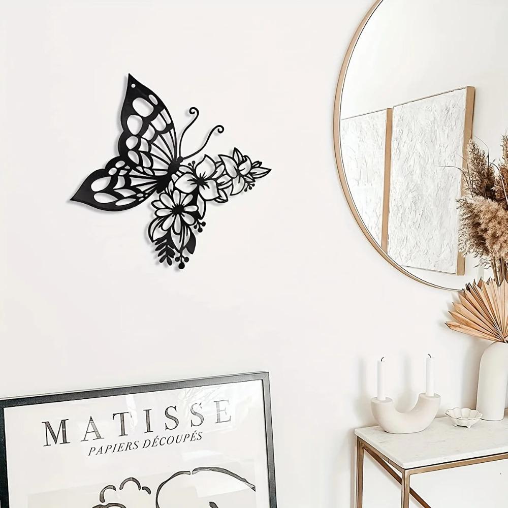 1pc Elegant Butterfly Metal Wall Art - Modern Silhouette for Bedroom | Easy Installation Home Decoration