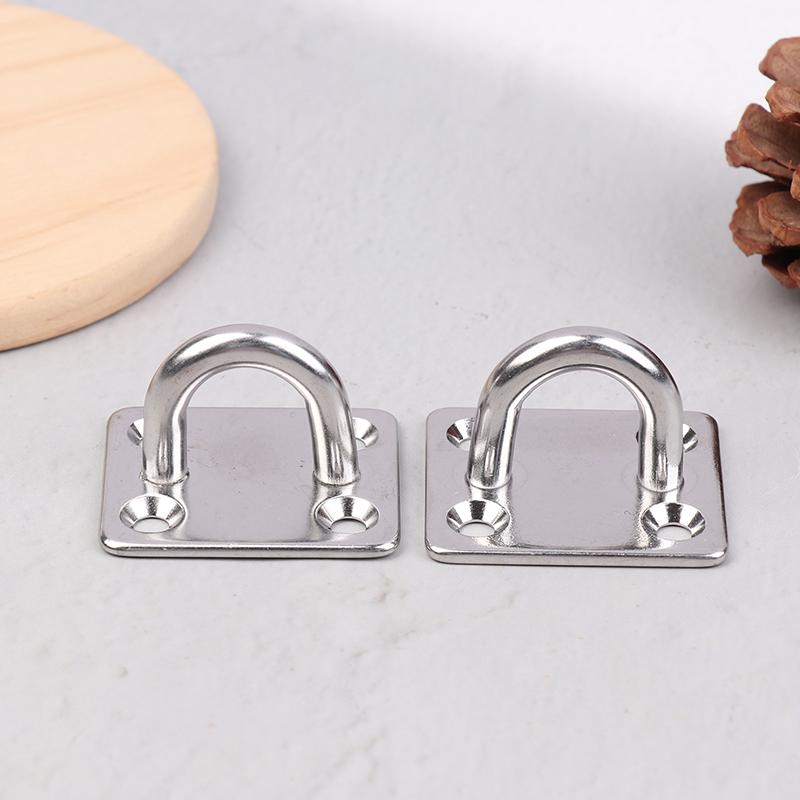 2 Pièces Plaque Oeil Carrée Universelle Avec Anneau Rond Acier Inoxydable Boulon de Navire Siège Boucle de Fixation Accessoires Voile d'Ombrage Marine