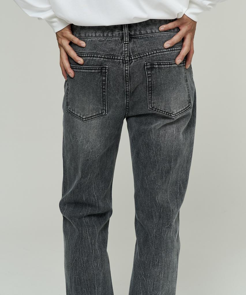 BLOND9 Washed Black Denim Pants [Straight Fit]