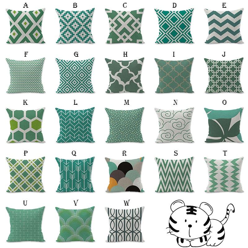 Luxurious Green Geometry Cotton Linen Pillow Case Cushion Pad For Bed Sofa Car Office Decor