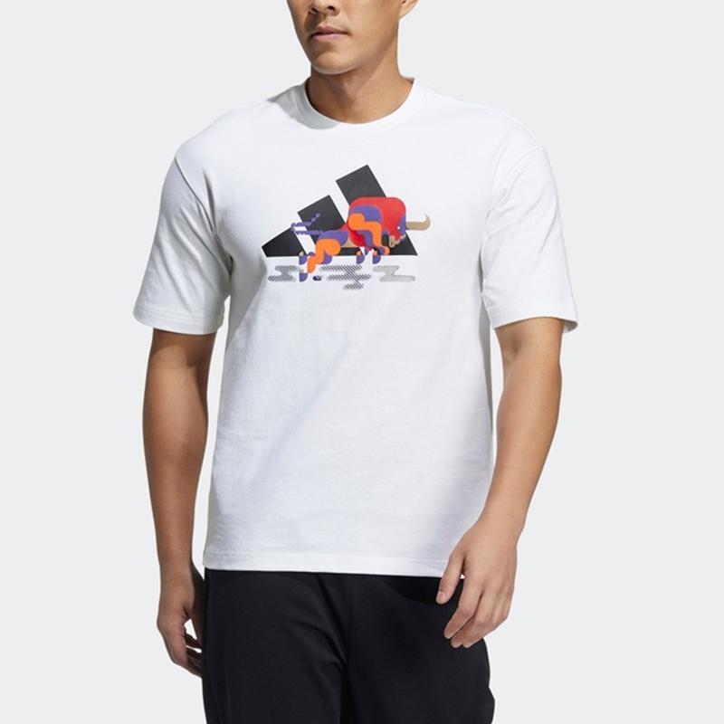 Adidas CNY Series GFX Training Short Sleeve T-Shirt Men Tops White GP1835