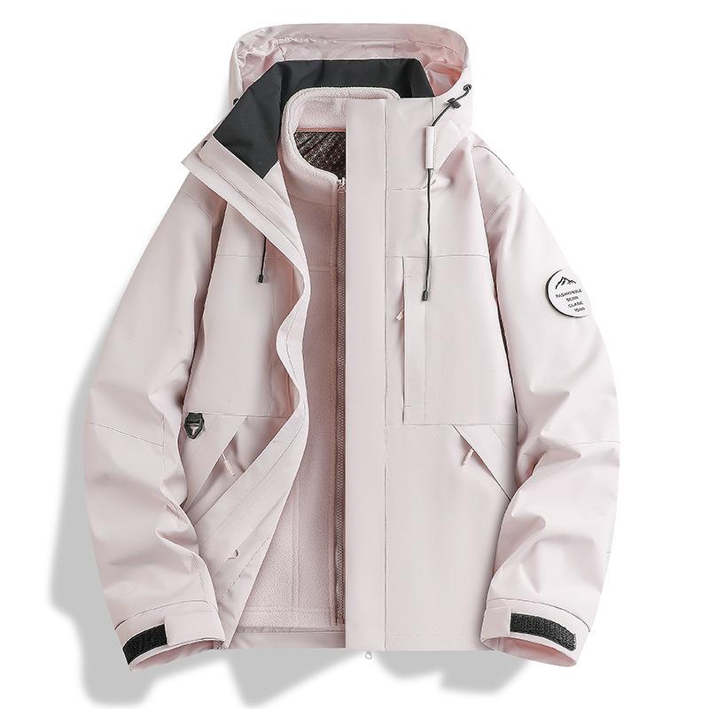 Men's Work Jacket Hooded Jacket Outdoor Three-in-one Windproof Waterproof Mountaineering Suit Casual Sports