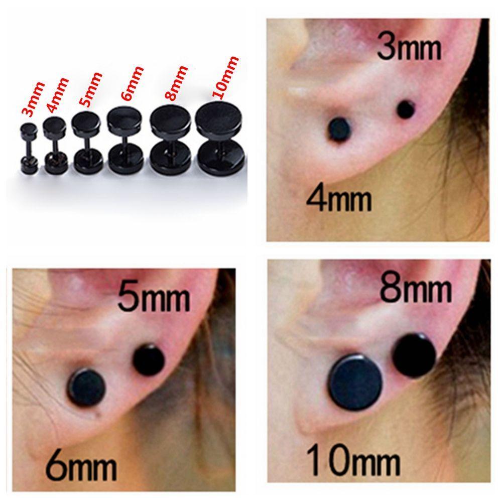 1Pair Unisex Jewelry Round Shape Earrings Ear Stud Cheater Plugs Dumbbells Pattern