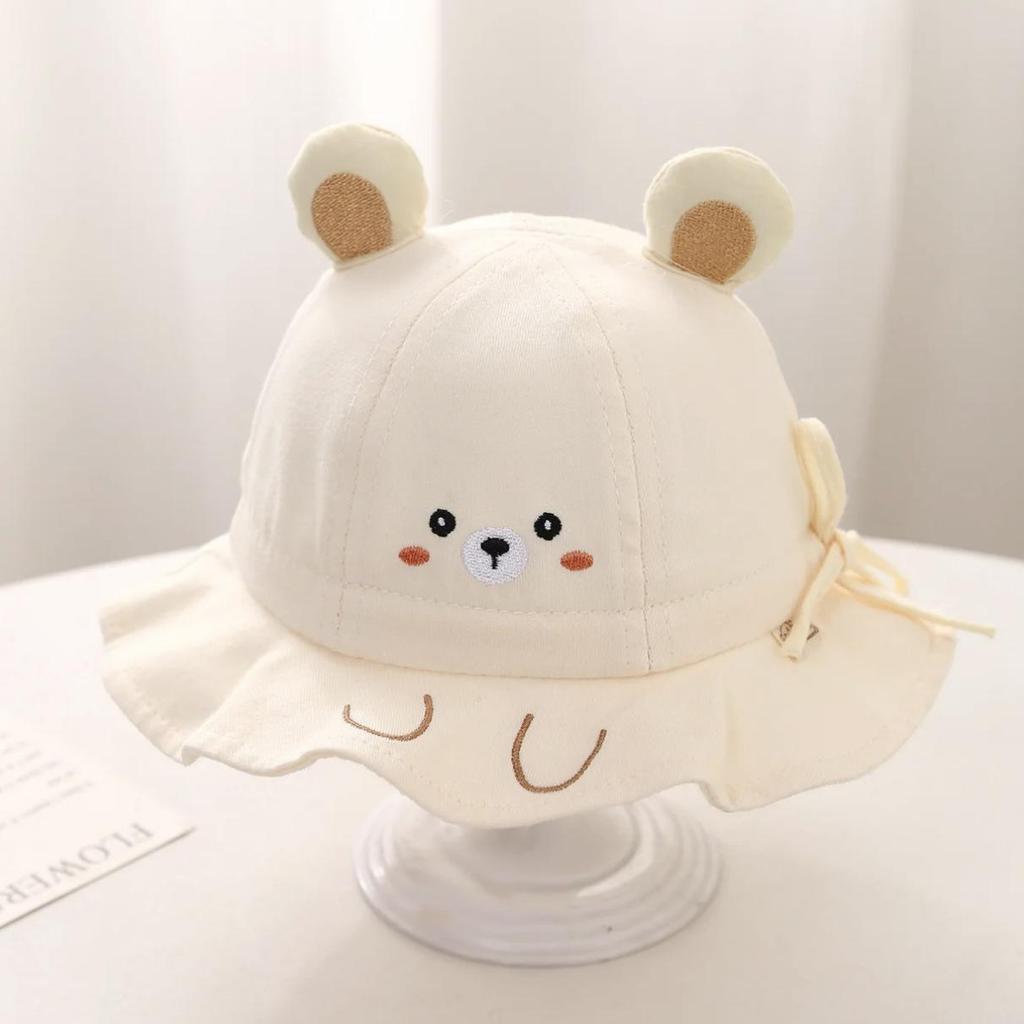 New Cartoon Bear Fisherman Hat: Korean Style Cute Sun Protection Bucket Hat for 1-Year-Old Boys and Girls