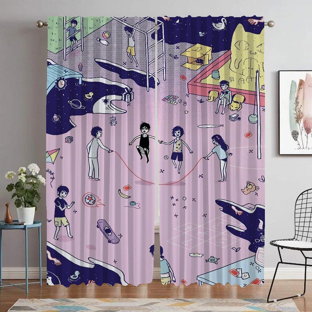 Omori Curtains for Living Room Curtain Home Interior Curtains 2 Pieces Shades Tulle for Bedroom Halloween Decoration Partition