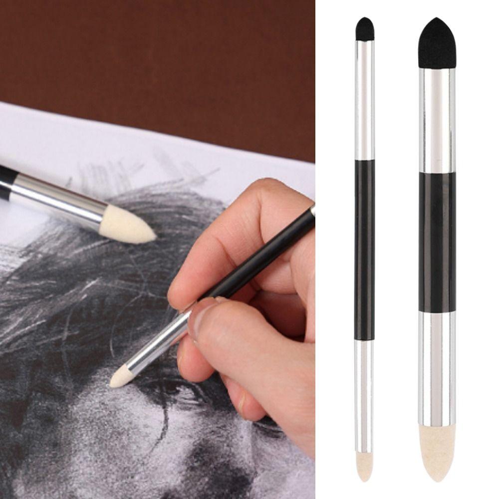 2PCS/Set Double Head Sketch Rubbing Brush Washable Blending Sponge Pen Sketch Pen Brush Oil Pastel