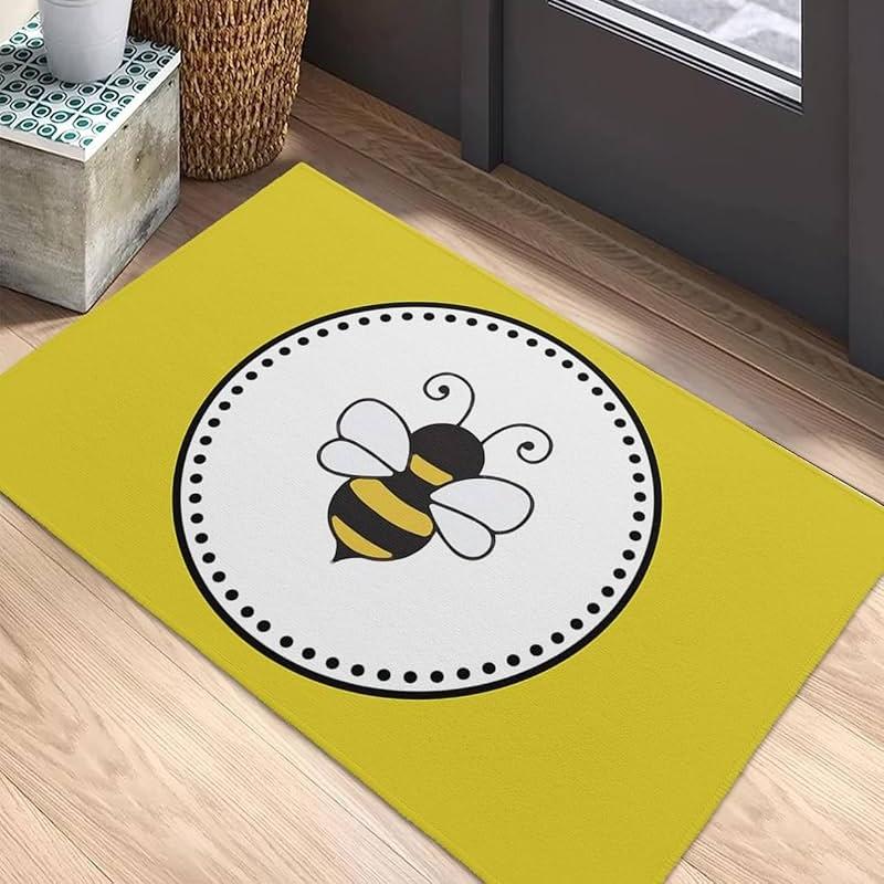Lustige Bienenblumen Teppich Cartoon Tier Bereichsteppich Wohnzimmer Mädchen Schlafzimmer Nachttisch Wohnheim Weiche Bodenmatte Haustür Eingang Matte