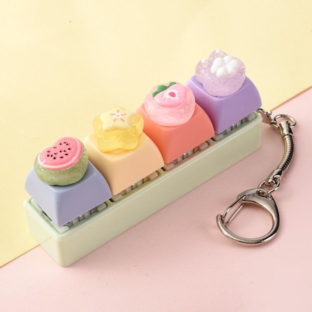 4-Key Reduce Pressure Toy Fruit Push Button Keychain Mini Keychain Pendant Daily Use