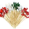 50/100 pièces Brochettes de Noël en bambou, pics à cocktail, décorations pour cupcakes, cure-dents jetables pour desserts et fruits, articles de fête
