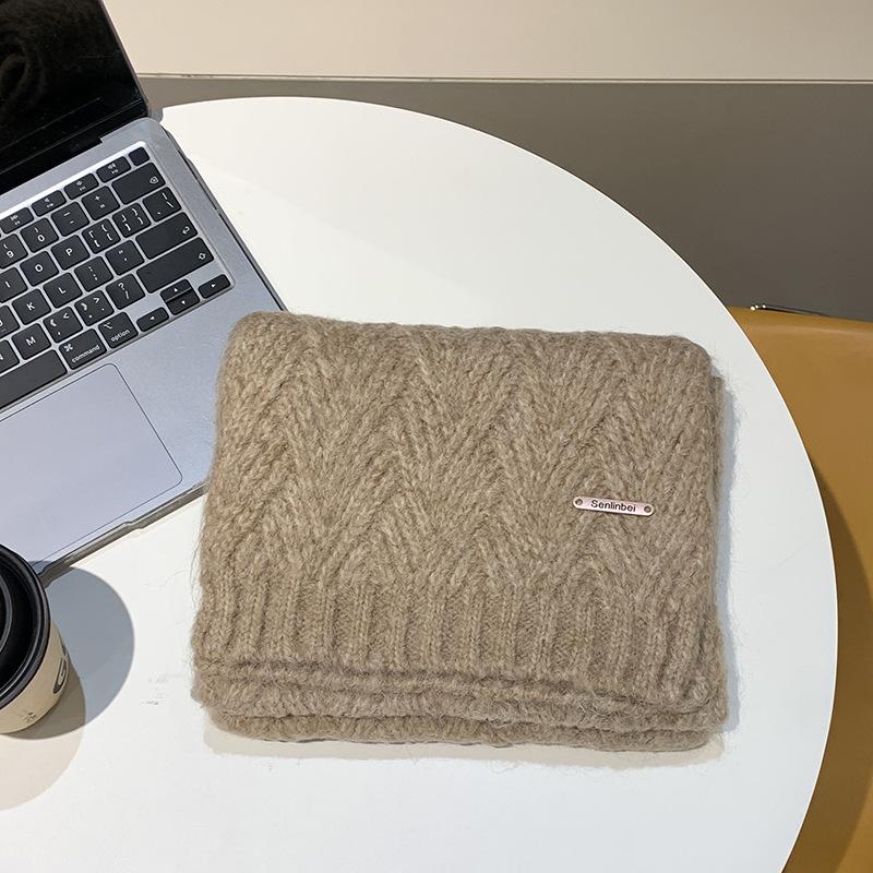 Iron standard alpaca wool Korean atmosphere knitted scarf women's winter new student solid color versatile warm scarf men