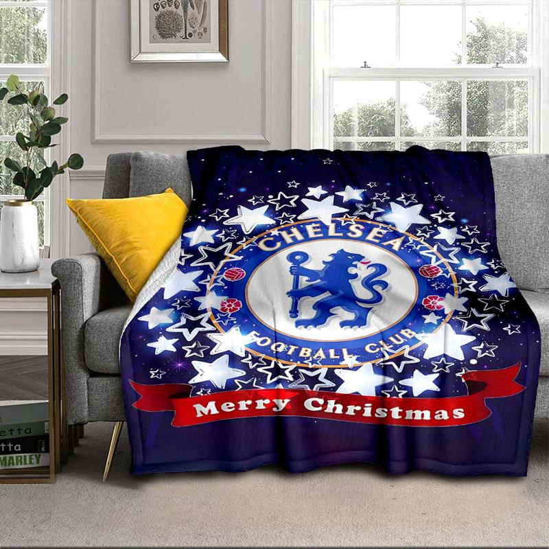 Football Club Emblem Lion Blanket Flannel Blanket for Bed, Sofa, Camping, Hiking, Picnic Essentials, Gift for Family Fan Gifts
