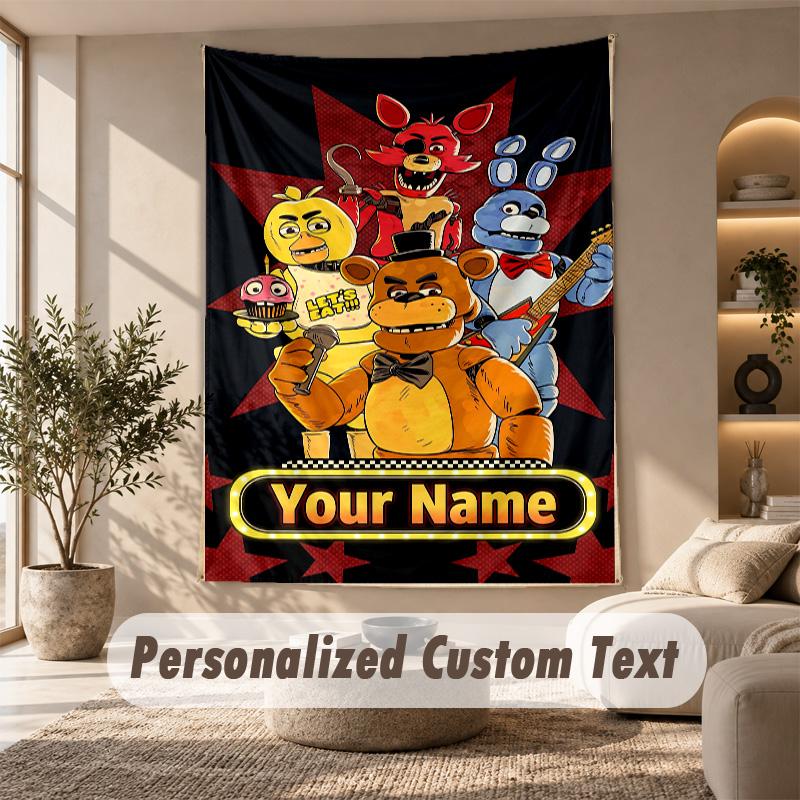 Five Nights at Freddy’s Wandkleed, Gepersonaliseerde Custom Tekst, Wandhangend Wandkleed Voor Woonkamer Huis Wanddecoratie