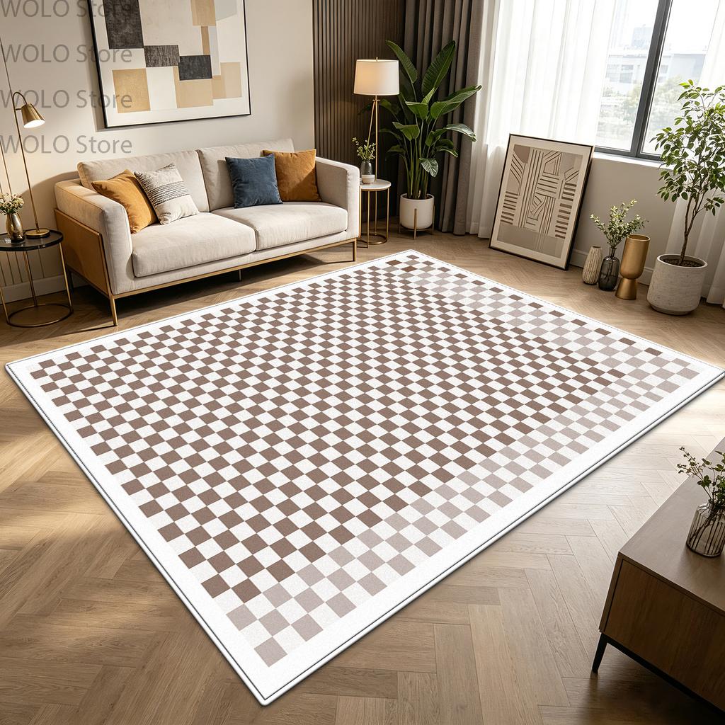 Modern Black White Striped Geometric Carpet Large Living Room Table Rug Soft Fluffy Non-slip Washable Bedroom Lounge Floor Mat