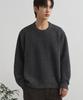DRAW FIT Waffle Texture Round Pullover Knit [Charcoal]