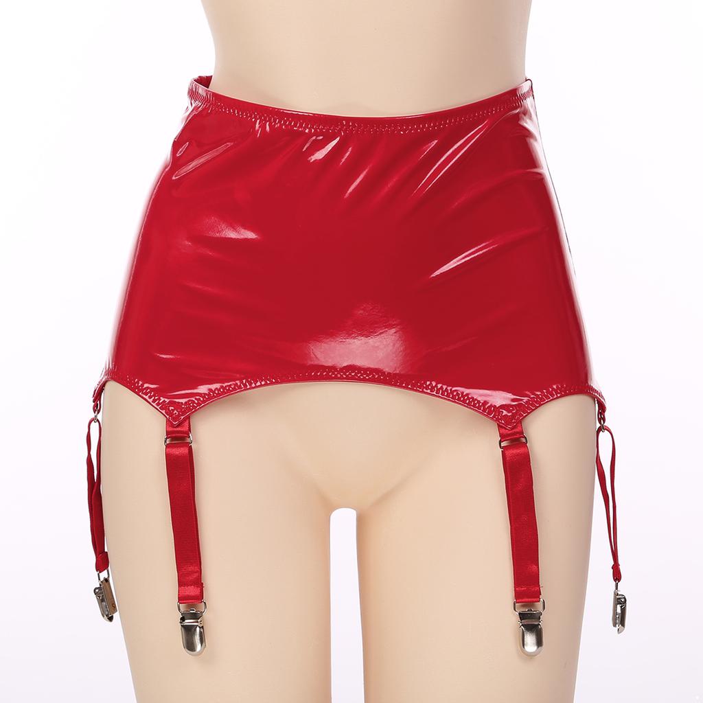 Damen Lackleder Strumpfhaltergürtel Sexy Strumpfhalter für Oberschenkelhohe Strümpfe