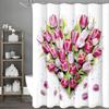 Muttertag Liebe Tulpen Duschvorhang, Dekorativer Duschvorhang für Badezimmer, Wasserdichter Duschvorhang mit Haken