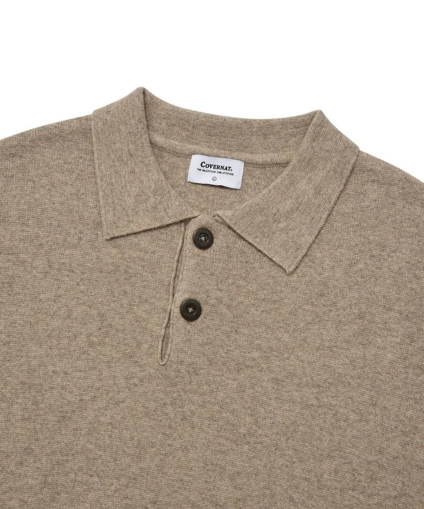 COVERNAT Lambswool Collared Knit Beige