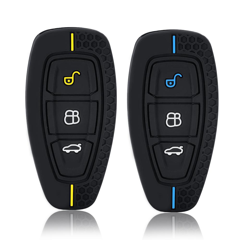 Autoschlüssel-Set für Ford ST Line Fiesta Focus Mondeo Ecosport Kuga Edge Escape Metallisches Silikon-Autoschlüsselanhänger-Etui Zubehör