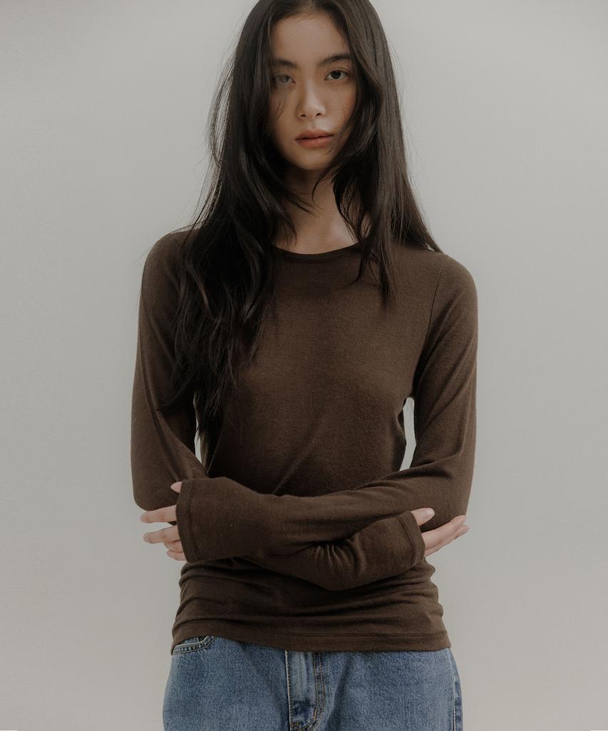 Oeoseoul New Wool Basic T-Shirt [Brown]