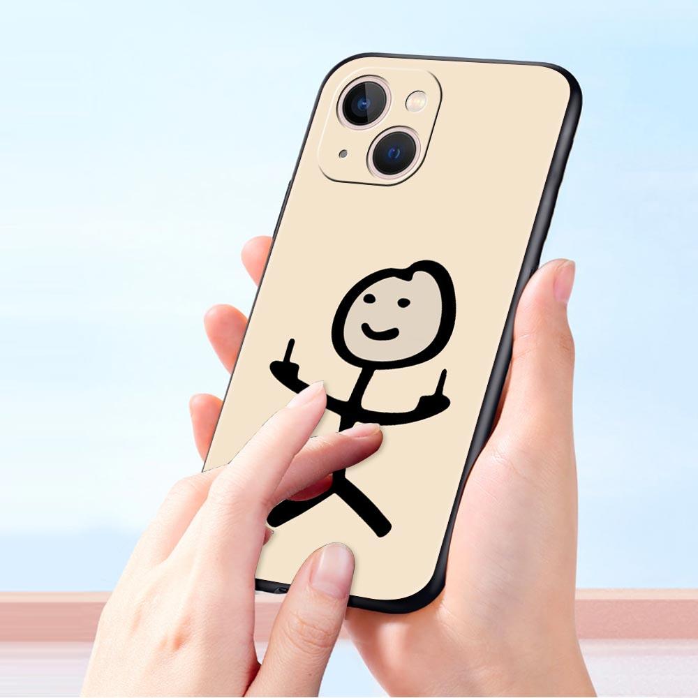 Cartoon Matchman Für iPhone 11 12 13 15 14 Pro Max Telefon Fall X XR XS 7 8 Plus SE 2020 luxus Schwarz Weiche Silikon Abdeckung Funda