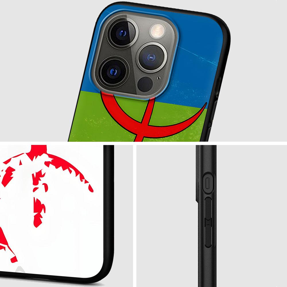Flag Amazigh Berber Case for Apple iPhone 14 11 7 SE 2020 8 X XS 13 12 Mini XR 15 Pro Max Silicone Black Soft Phone Cover