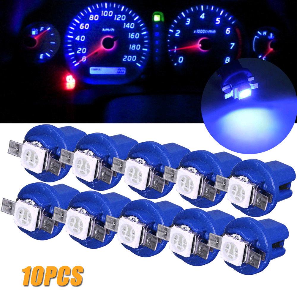 10Pcs T5 B8.5D Speed Meter Blue LED Auto Car Interior Bulbs Dashboard Light