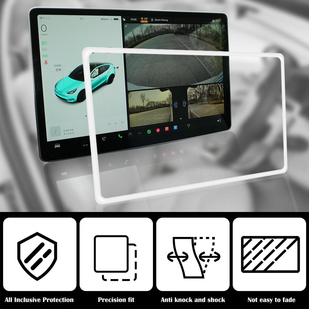 Central Control Frame Edge Cover White Black For Tesla Model 3 Y Navigation Screen Protector Silicone