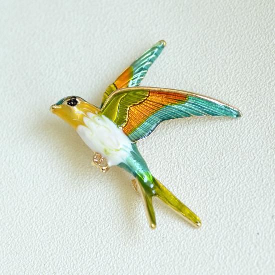 Enamel Swallow Brooch Men Women Oil Dripping Bird Lapel Pin Sweater Cardigan Coat Business Suit Clothing Jewelry Accessories