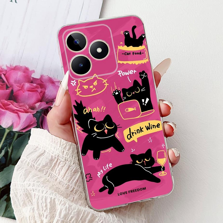 For Realme Note 50 Case RMX3834 Cute Cat Painted Cover Clear Silicone Soft TPU Phone Case For Realme Note 50 Note50 Fundas Coque