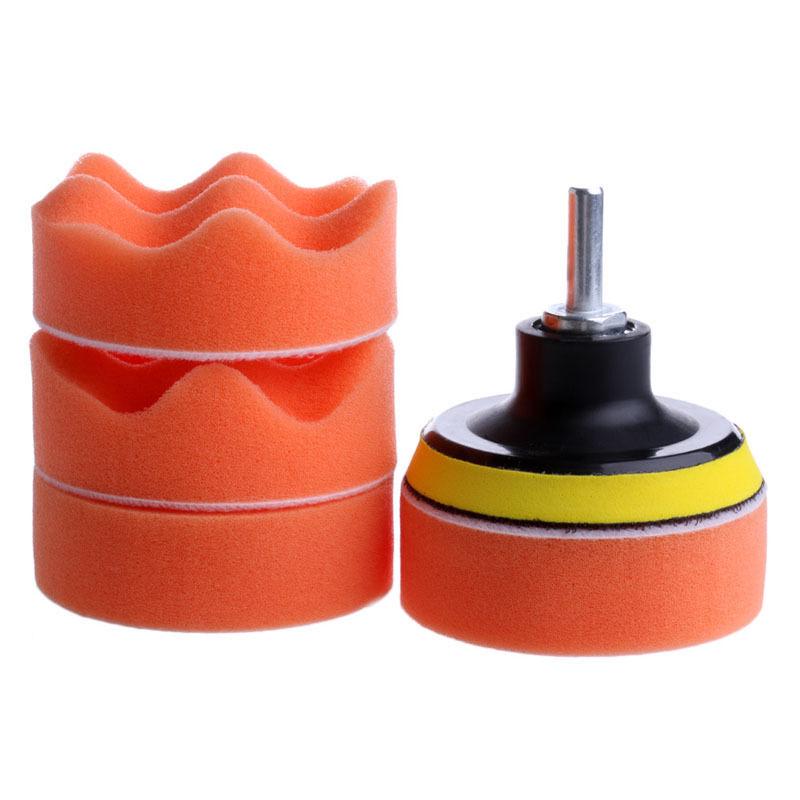 7 bucăți 3" Kit roți cu tampon de lustruit pentru mașină + adaptor de foraj M14 pentru tampon auto