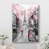 Rosa Romantische Stadt Paar Paris Eiffelturm Poster Drucke Landschaft Leinwand Malerei Wand Kunst Bilder Wohnzimmer Wohnkultur