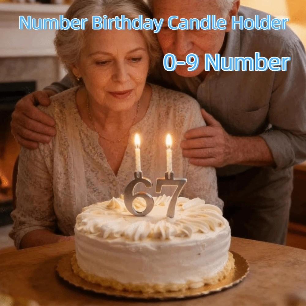 Support de Bougie d'Anniversaire en Acier Inoxydable Chiffre 0-9 Support Polyvalent pour Bougies d'Anniversaire Numériques Bougeoir Réutilisable pour Gâteau