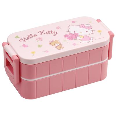 Bento Box Skater Hello Kitty Flower Wreath Sanrio 600ml Antybakteryjny 2 poziomy dla kobiet Wyprodukowano w Japonii YZW3AG-A