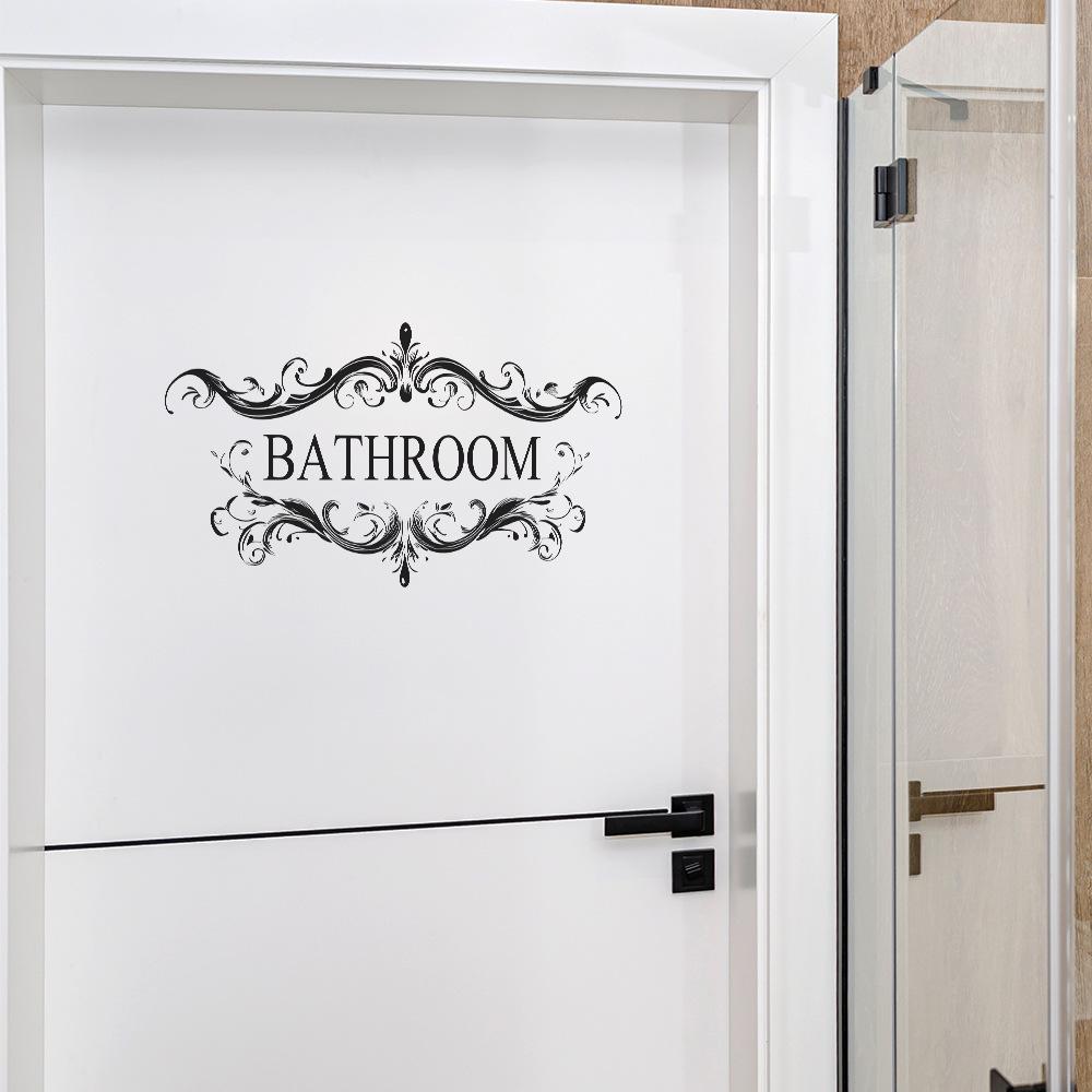 Autocollant mural d'aménagement paysager pour porte de salle de bain avec arrière-plan de maison