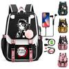 Anime mochila demon slayer nezuko kawaii dos desenhos animados saco de escola para adultos grande capacidade manga para viajar diariamente meninas bookbags