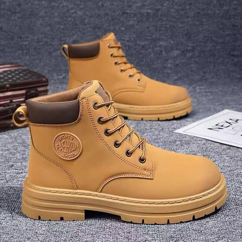 New Autumn Men's Boots Men Leather High Top Shoes Man Motorcycle Ankle Boots Men Winter Safety Boots Man Shoes Botas Para Hombre