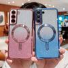 Bling Bright Cover For Samsung Galaxy S24 S23 S22 S21 S20 Ultra Plus FE Glitter Case Note20 Ultra Plat Wireless MagSafe Magnetic