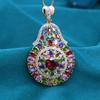 Big Gourd Design Colorful Zircon Pendant Necklace Women's Jewelry