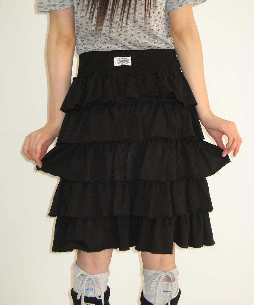 Ronron Cancan Tiered Midi Skirt Black
