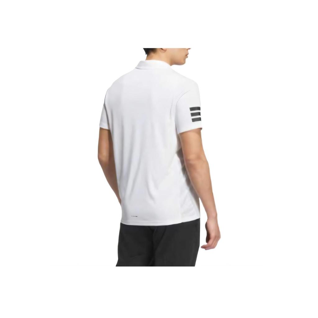 adidas Tennis 3-Stripes Logo Printed Quick-Dry Striped Fitness Polo Shirt Men Polo Shirts White Black KA8332