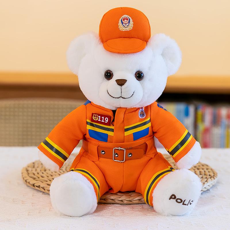Police Bear Doll Cute Firefighter Officer Reflective Cycling Suit Plush Toy Gift Traffic Police Bear Doll
