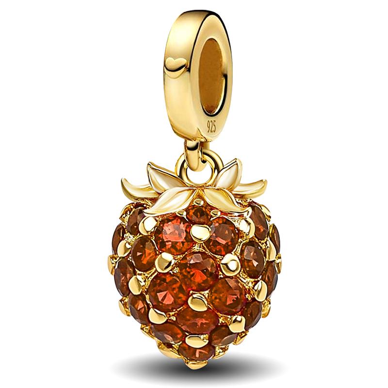 Copper Metal Lover Heart Cute Strawberry Red Series Charm Bead Components Bead Components Compatible With Authentic Original Pan Bracelet High